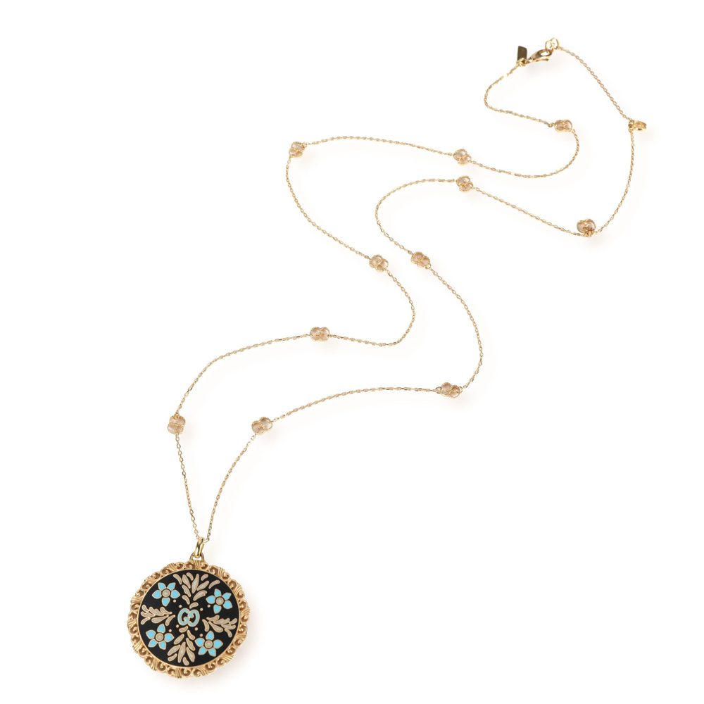 Gucci Iconic Floral Pendant on Chain with GG detail in 18K Yellow Gold - Picture 2 of 4